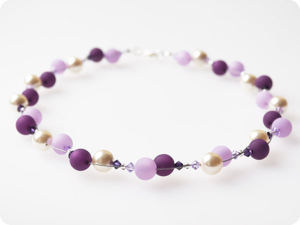 Polariskette lila violett mit Swarovski® Crystal Pearls