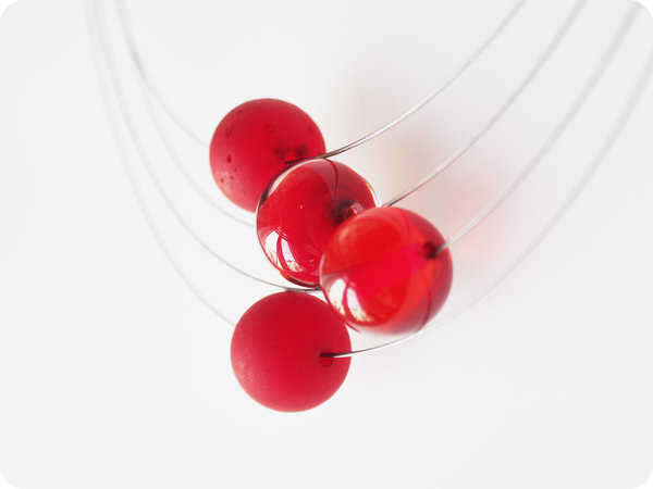 Polariskette rot mit Glasperle aus Muranoglas