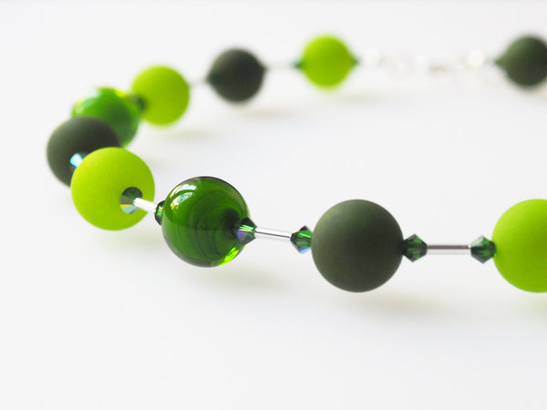 Polariskette grün mit Glasperlen aus Muranoglas